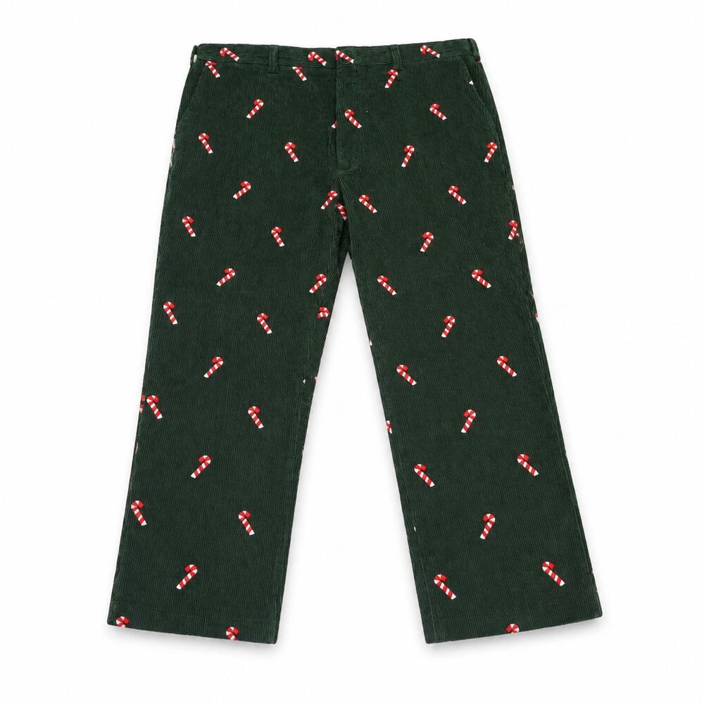Vintage Orvis Embroidered Candy Cane Corduroy Pants Green Men's 42x31 Christmas